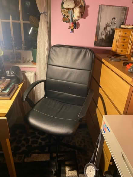 Photo of free Black leather swivel desk chair (Camden NW1) #1