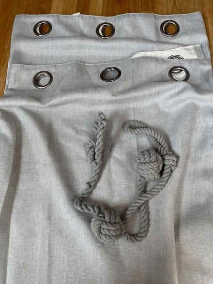 Photo of free Grey curtains with tiebacks (Wainscott ME3) #1