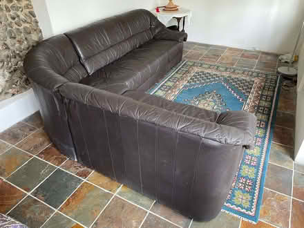 Photo of free Black Leather Corner Sofa (Stokesby NR29) #3