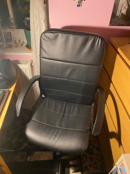 Photo of free Black leather swivel desk chair (Camden NW1) #3