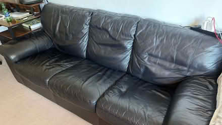 Photo of free Black genuine leather 3-seater sofa bed (Tunbridge Wells N. TN4) #2