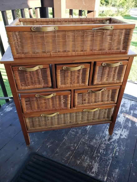 Photo of free Wicker Shelving unit (Roger Stevens dr. @ Dwyer Hill) #1