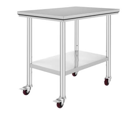 Photo of Metal food prep table on wheels (Clairton) #1