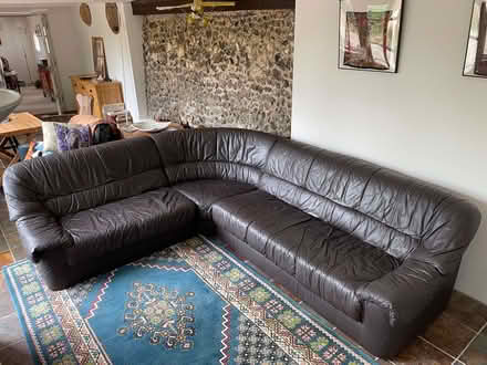 Photo of free Black Leather Corner Sofa (Stokesby NR29) #1