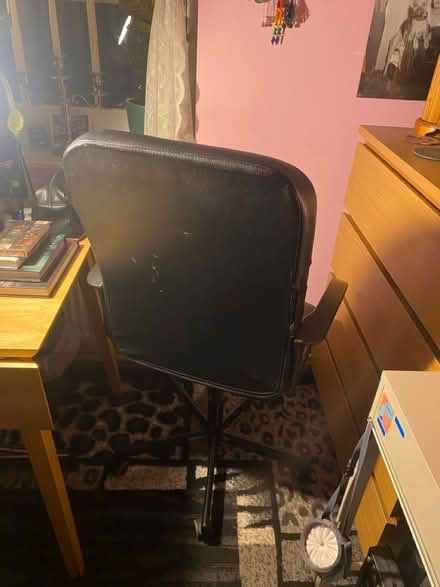 Photo of free Black leather swivel desk chair (Camden NW1) #2