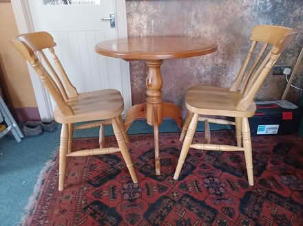 Photo of free 30" Pine table and 2 chairs (CT20 1BX) #1