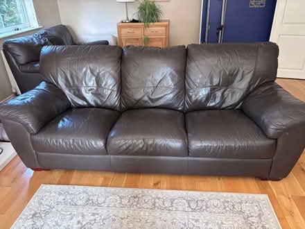 Photo of free Dark brown leather sofa (Galleywood CM2) #1