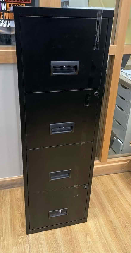 Photo of free Black metal 4-drawer cabinet (Hoxton N1) #1