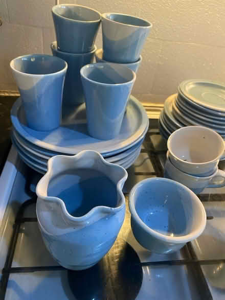 Photo of free Blue stoneware set + lunch boxes (South Beddington SM6) #3