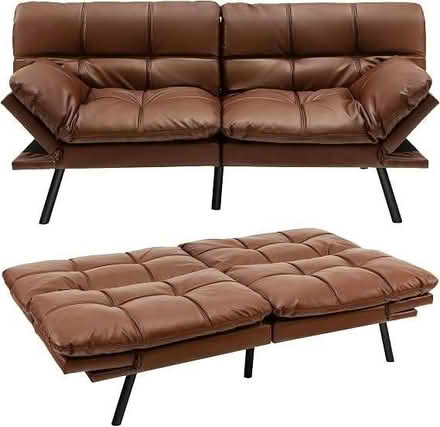 Photo of free COSTWAY 2/3‐seater click‐clack sofa bed in Faux PU leather. (Tilehurst RG30) #2