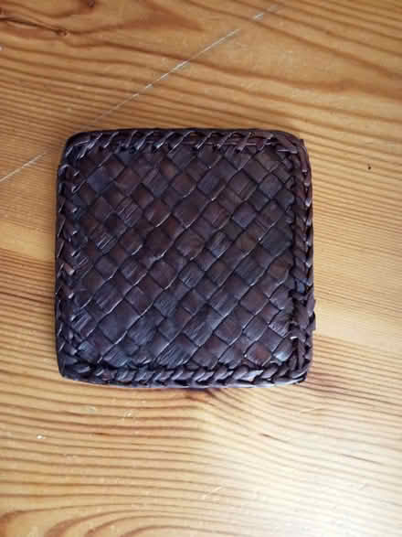 Photo of free X12 dark brown woven raffia coasters in box (Wakefield WF1) #2