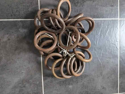 Photo of free Curtain poles 3m dark wood 35mm with rings (Heaton Norris SK4) #3
