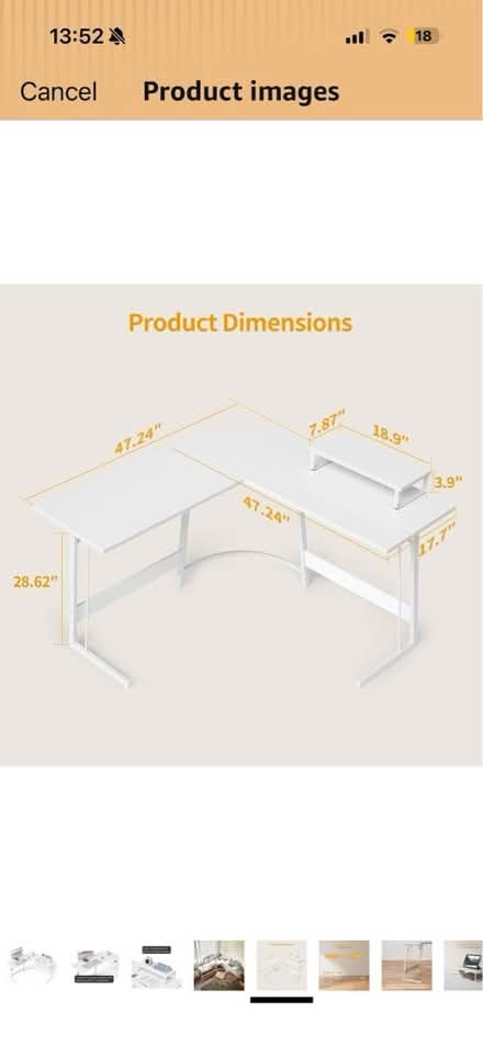 Photo of free Corner Desk White (Newsome HD4) #3