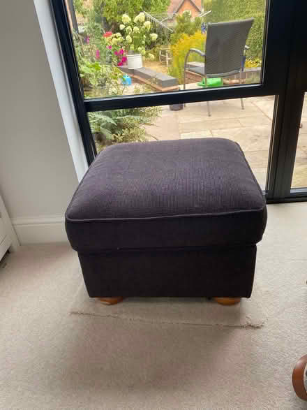 Photo of free Dark brown tweedy footstool. (Bournville B30) #1