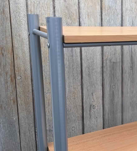 Photo of free Pair of Modern Light Oak & Silver Metal Shelving Units (Helton CA10) #2