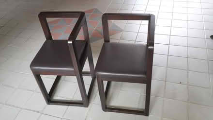 Photo of free Pair Designer Wood/Leather Chairs (Queenstown, near MRT) #1