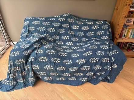 Photo of free Large throw for sofa - blue with pattern (Millfields CW5) #1