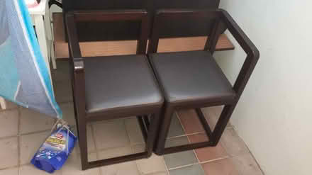 Photo of free Pair Designer Wood/Leather Chairs (Queenstown, near MRT) #2