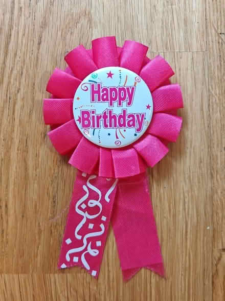 Photo of free Pink happy birthday ribbon (Woodberry Down Estate N4) #1