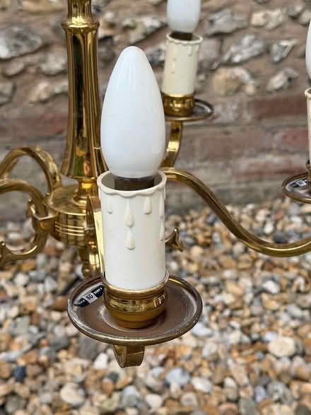 Photo of free 5-arm brass-colour chandelier (East Marden PO18) #2