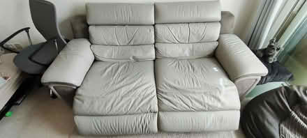 Photo of free Three seater grey leather sofa (St Albans AL4) #2