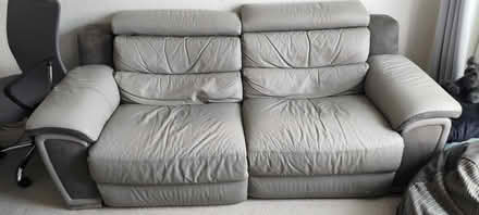 Photo of free Three seater grey leather sofa (St Albans AL4) #1