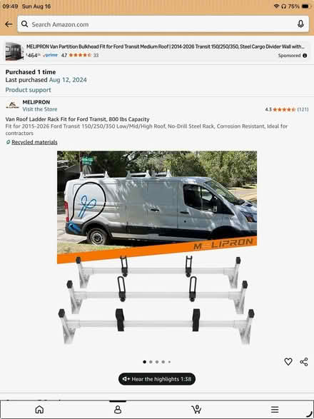 Photo of free Ford Transit Van roof rack (Laura Lane and Thompson) #1