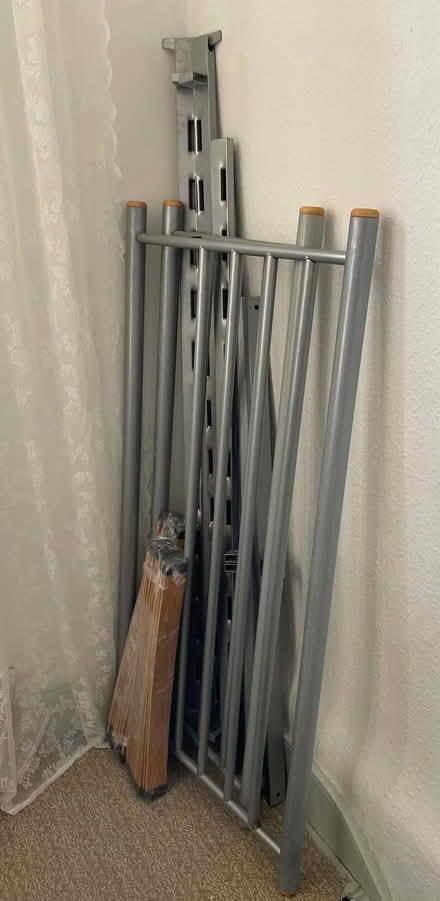 Photo of free Double Bed Frame - Silver Metal (Willesden Green NW2) #2
