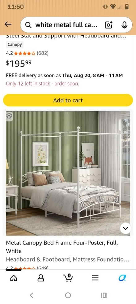 Photo of free full sz white iron canopy bed (Denham springs/Walker) #1
