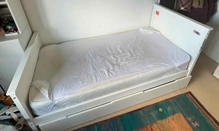 Photo of free Single bed frame, mattress & drawer (Maldon CM9) #1
