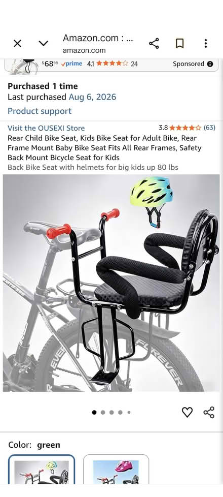 Photo of free Child seat for bicycle (West Buckhead) #2