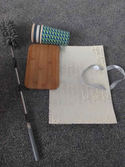 Photo of free Cups, chopping board, bag, duster (Stannington S6) #1