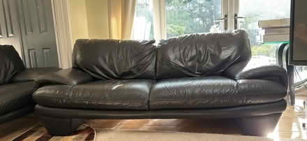 Photo of free Black leather sofa (Gatley SK8) #2