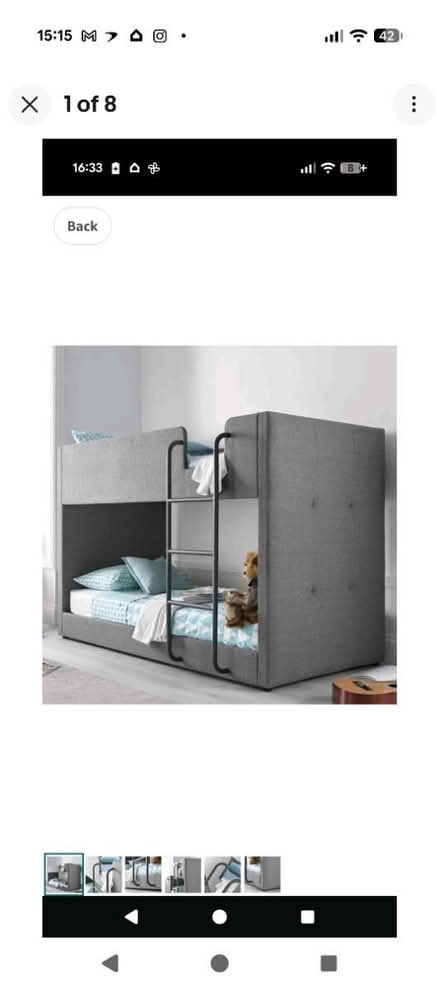 Photo of free A bunk bed grey fabric (East dulwich SE22) #1