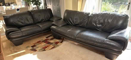 Photo of free Black leather sofa (Gatley SK8) #1
