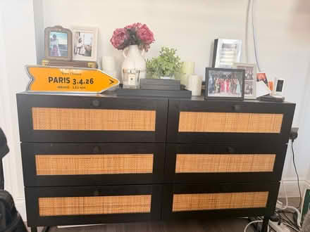 Photo of free Ratten & black chest of drawers (W9) #4