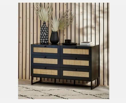 Photo of free Ratten & black chest of drawers (W9) #2