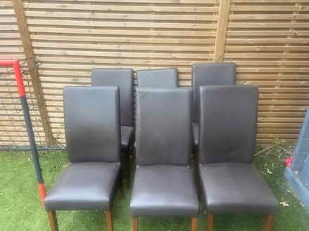 Photo of free 6 brown leather dining chairs (Knebworth, SG3) #1