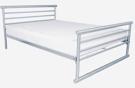 Photo of free Double Bed Frame - Silver Metal (Willesden Green NW2) #1