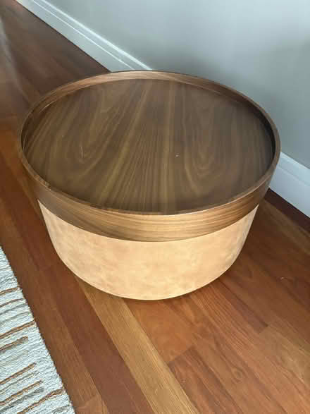 Photo of free Brown Felt and Wood Ottoman (Battery Park City) #1