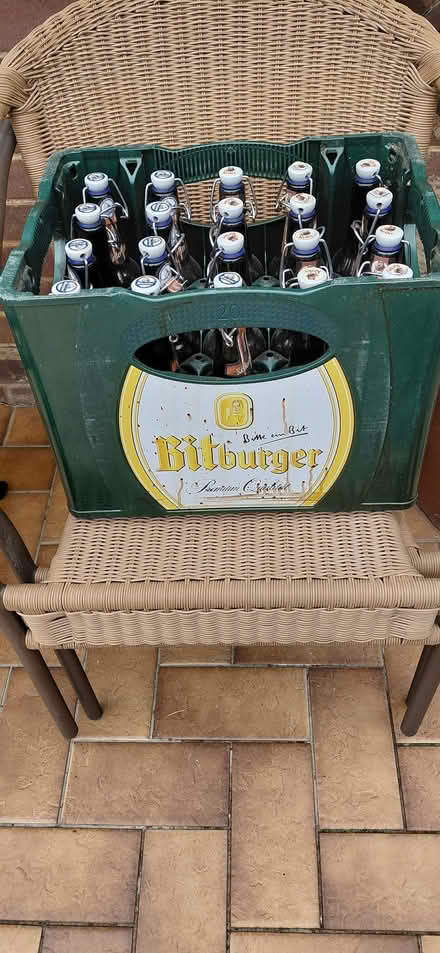 Photo of free Beer crate and 20 500ml swing top brown beer bottles (Lordship Estate SG6) #1