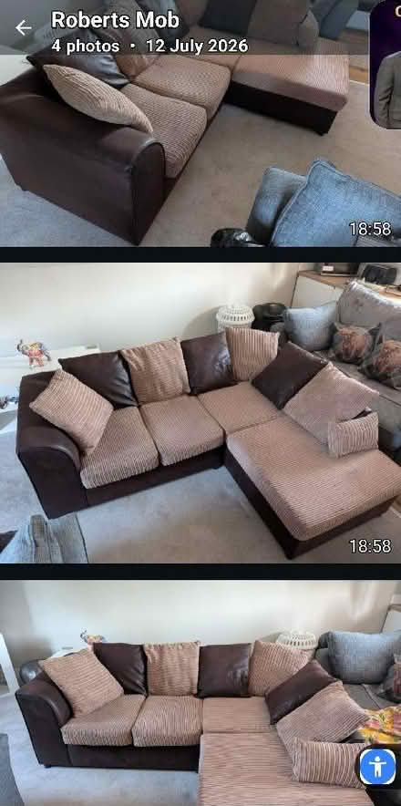 Photo of free Brown L Shaped sofa (Elland HX5) #1