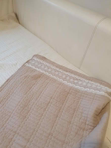 Photo of free Long white leather sofa and throw (City Island LS12a) #2