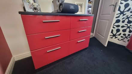 Photo of free Red Black Drawers (Lightwood ST3) #1