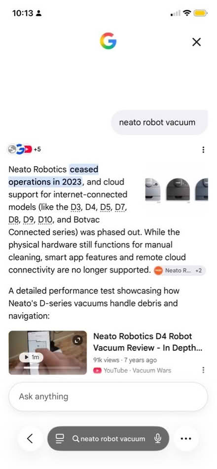 Photo of free Neato robot vacuum (Lamorbey DA14) #3