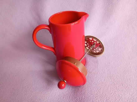 Photo of free Large cafetiere, red with heart motif on front (Upper Wolvercote OX2) #1