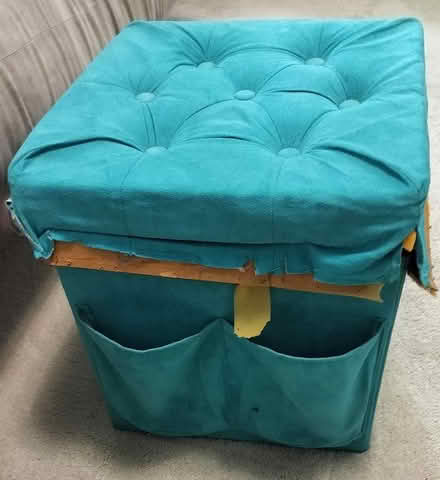 Photo of free Teal storage ottoman (Highland Park) #1