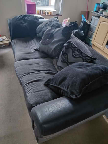 Photo of free Grey/black 3 seater sofa (Brentwood CM14) #2