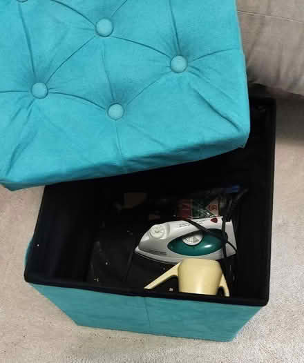 Photo of free Teal storage ottoman (Highland Park) #2