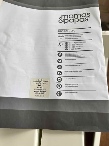 Photo of free Mamas and papas Mia cot bed frame (Perrystown, Dublin 12) #1
